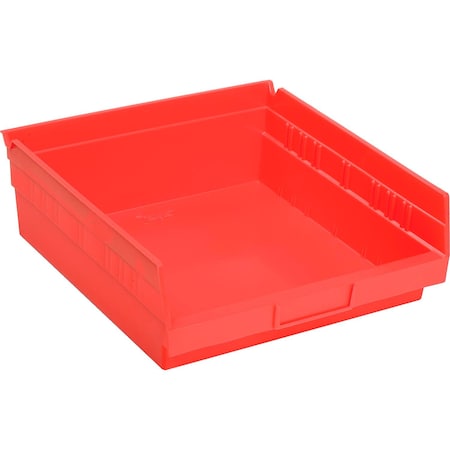 Global Industrial Shelf Storage Bin, Polypropylene, Red, 4 in H, 11-1/8 in W 184845RD